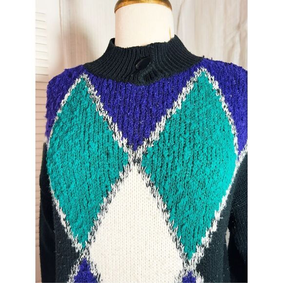 Spice of Life | Women’s | Sweaters | M | Vintage Dark Geometric Cable Knit Sweat - Picture 2 of 5